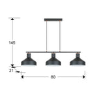 Lámpara de techo Irias 3 luces lineal negro y cobre (i3) - medidas