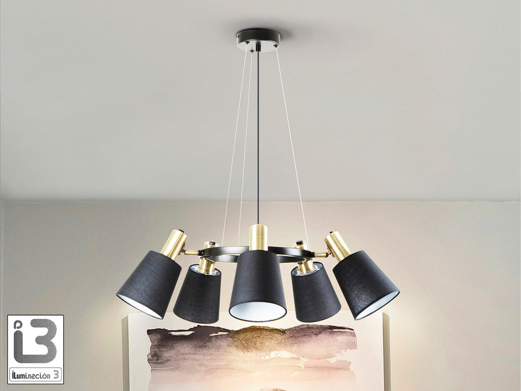 Lámpara de techo Gisela 5 luces negro y latón (i3)