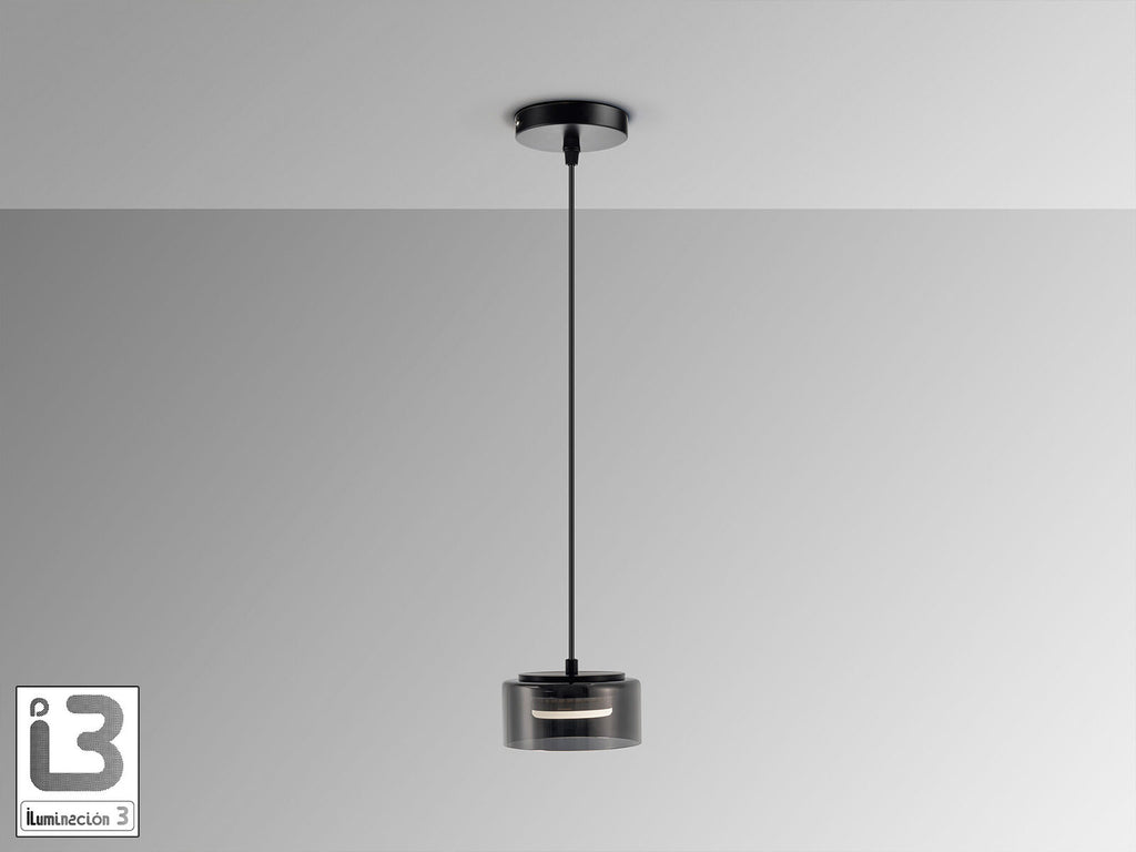 Lámpara colgante Olaia negro y smoky (i3)