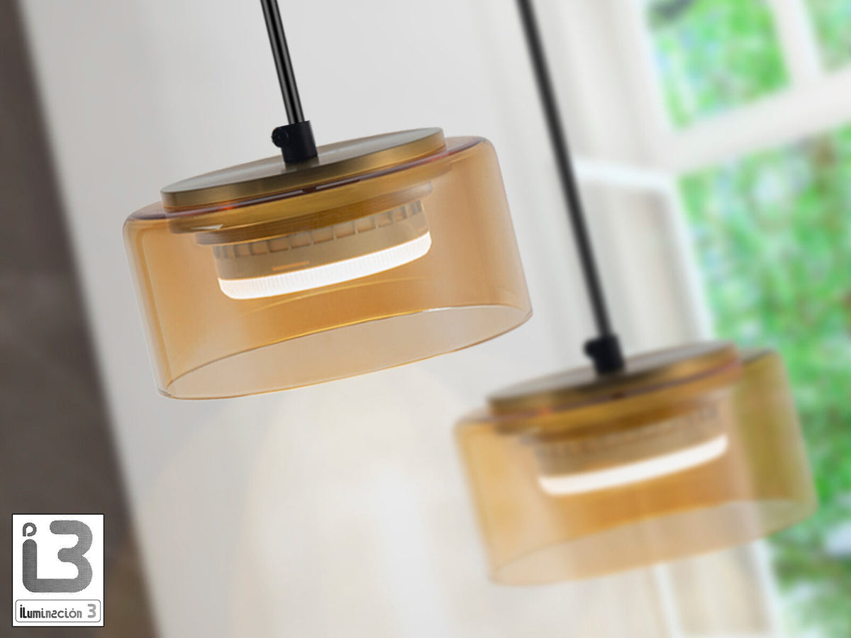 Lámpara de techo Olaia 3 luces negro y ámbar (i3)