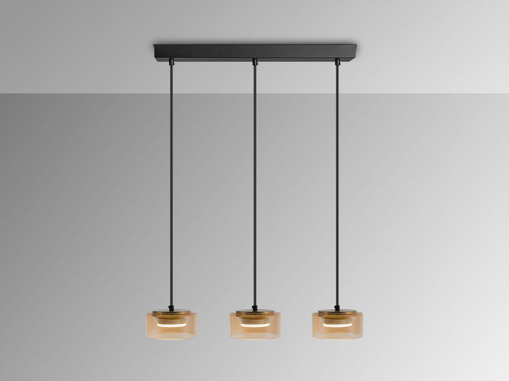 Lámpara de techo Olaia 3 luces negro y ámbar (i3)