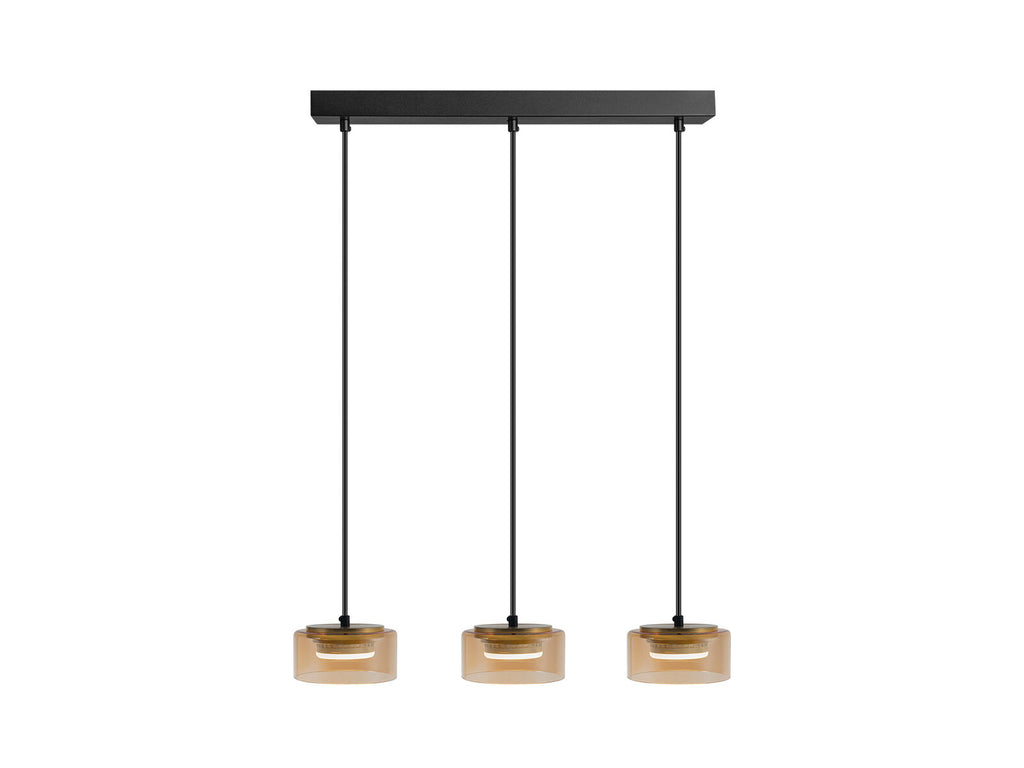 Lámpara de techo Olaia 3 luces negro y ámbar (i3)