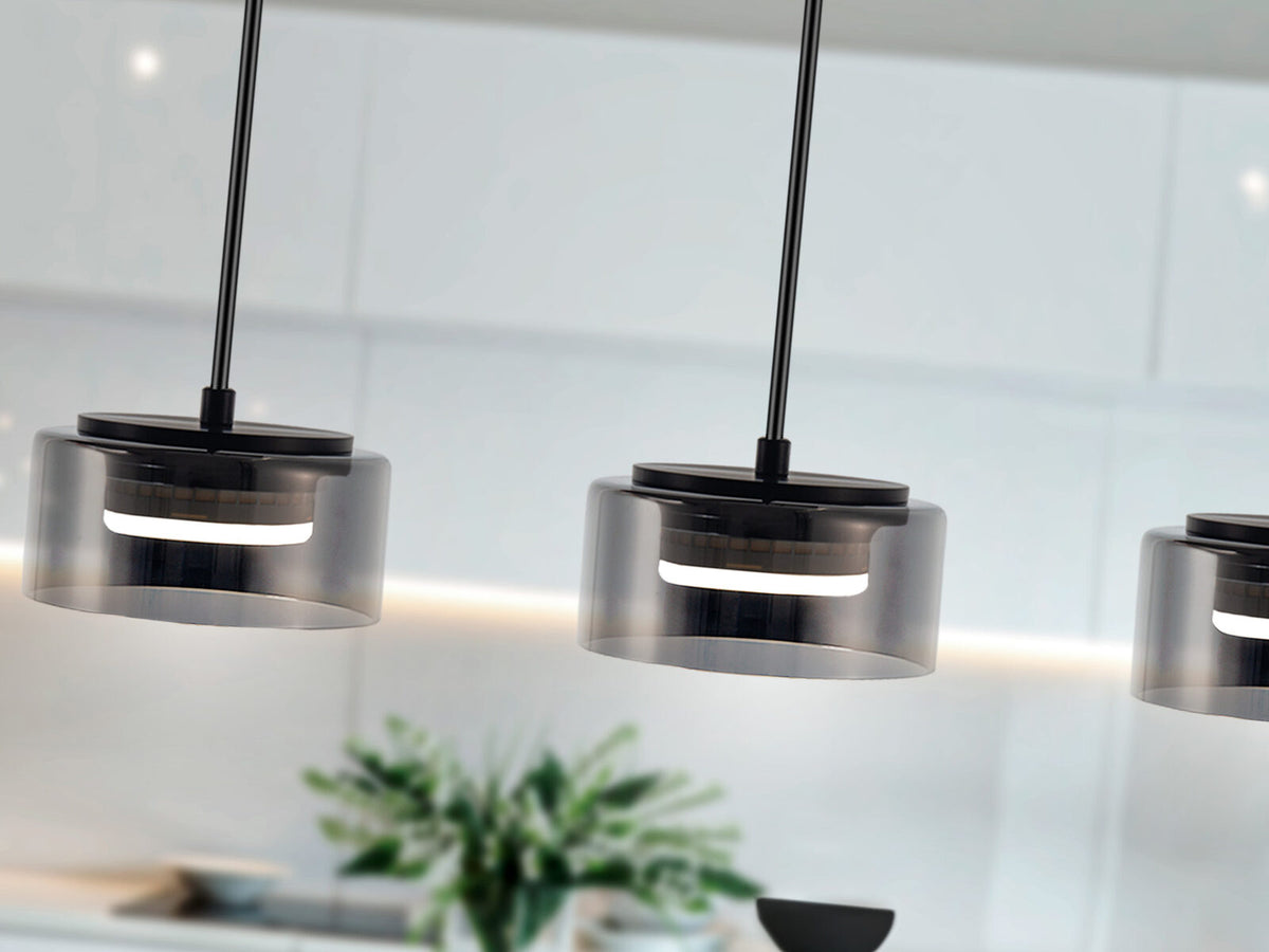 Lámpara de techo Olaia 3 luces negro y smoky (i3)