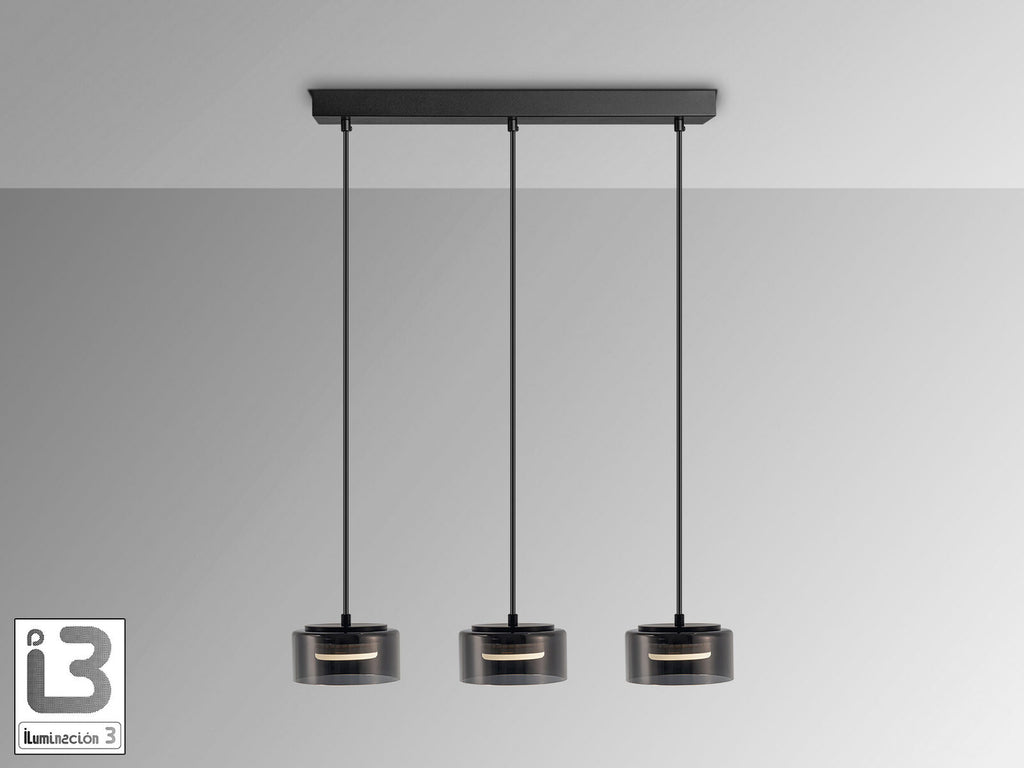Lámpara de techo Olaia 3 luces negro y smoky (i3)