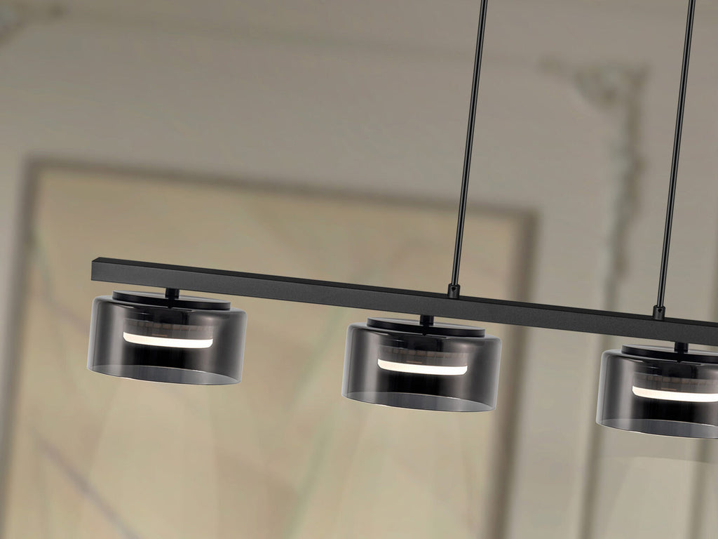 Lámpara de techo Olaia 4 luces negro y smoky (i3)
