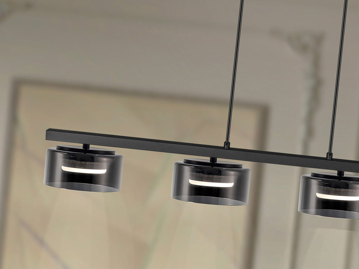 Lámpara de techo Olaia 4 luces negro y smoky (i3)