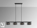 Lámpara de techo Olaia 4 luces negro y smoky (i3)