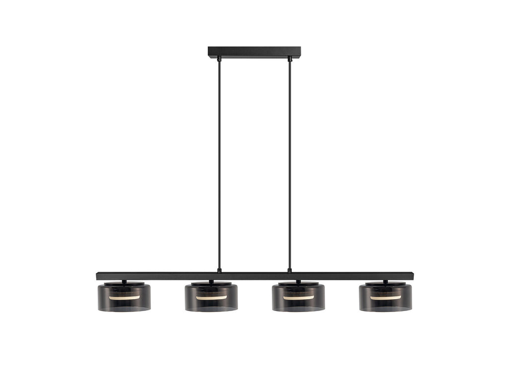 Lámpara de techo Olaia 4 luces negro y smoky (i3)