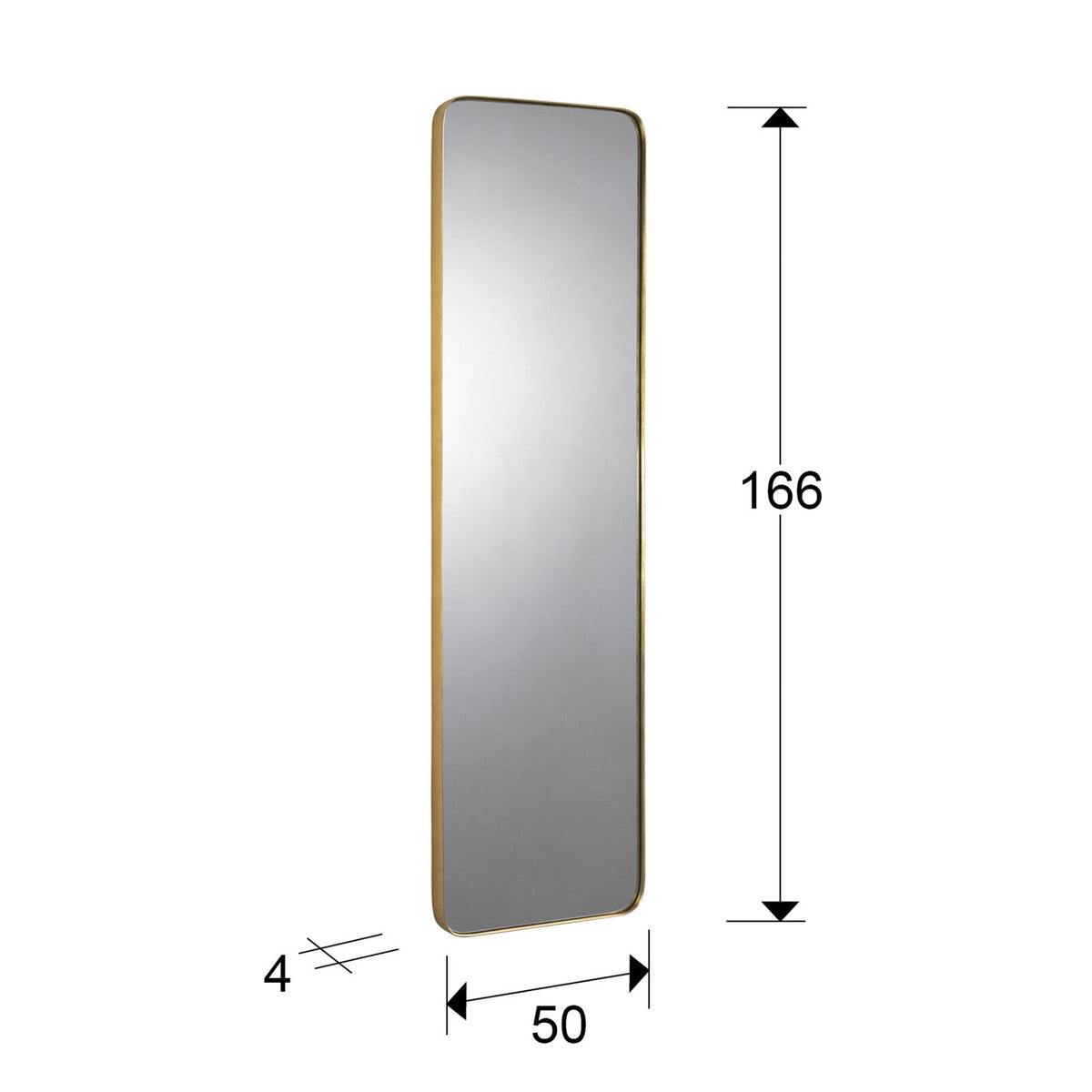 Espejo rectangular Orio 165 × 50 pan de oro - medidas