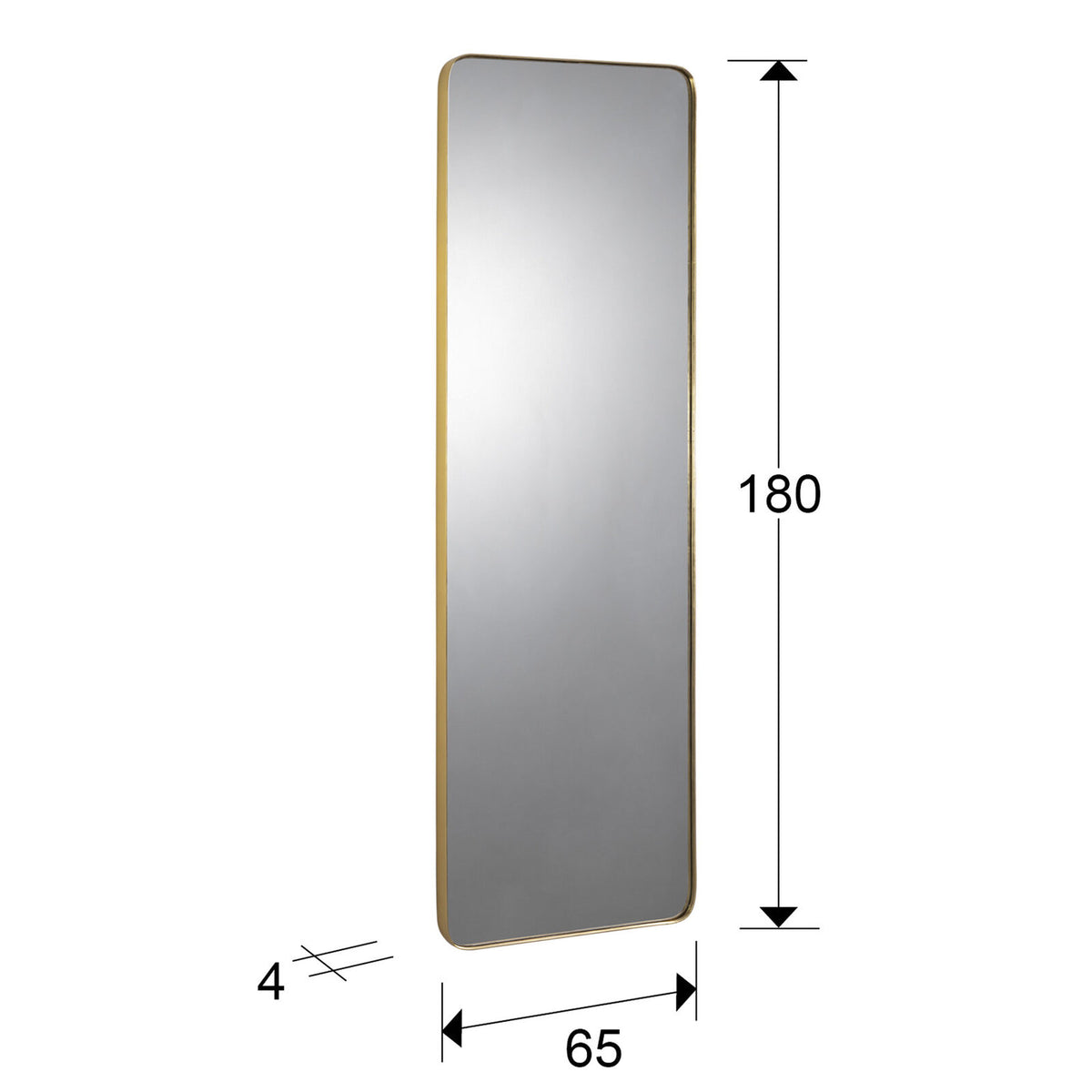 Espejo rectangular Orio 180 × 65 pan de oro - medidas