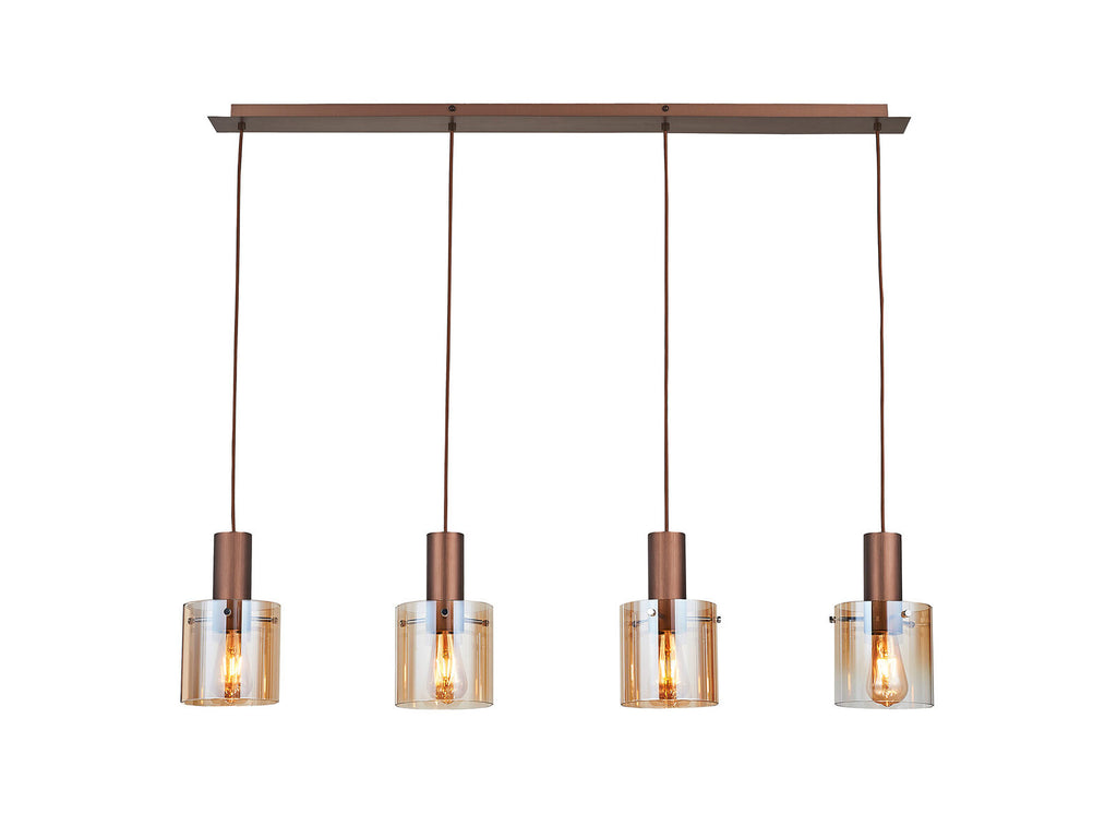 Lámpara de techo Venize 4 luces lineal cobre y ámbar (i3)