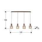 Lámpara de techo Venize 4 luces lineal cobre y ámbar (i3) - medidas