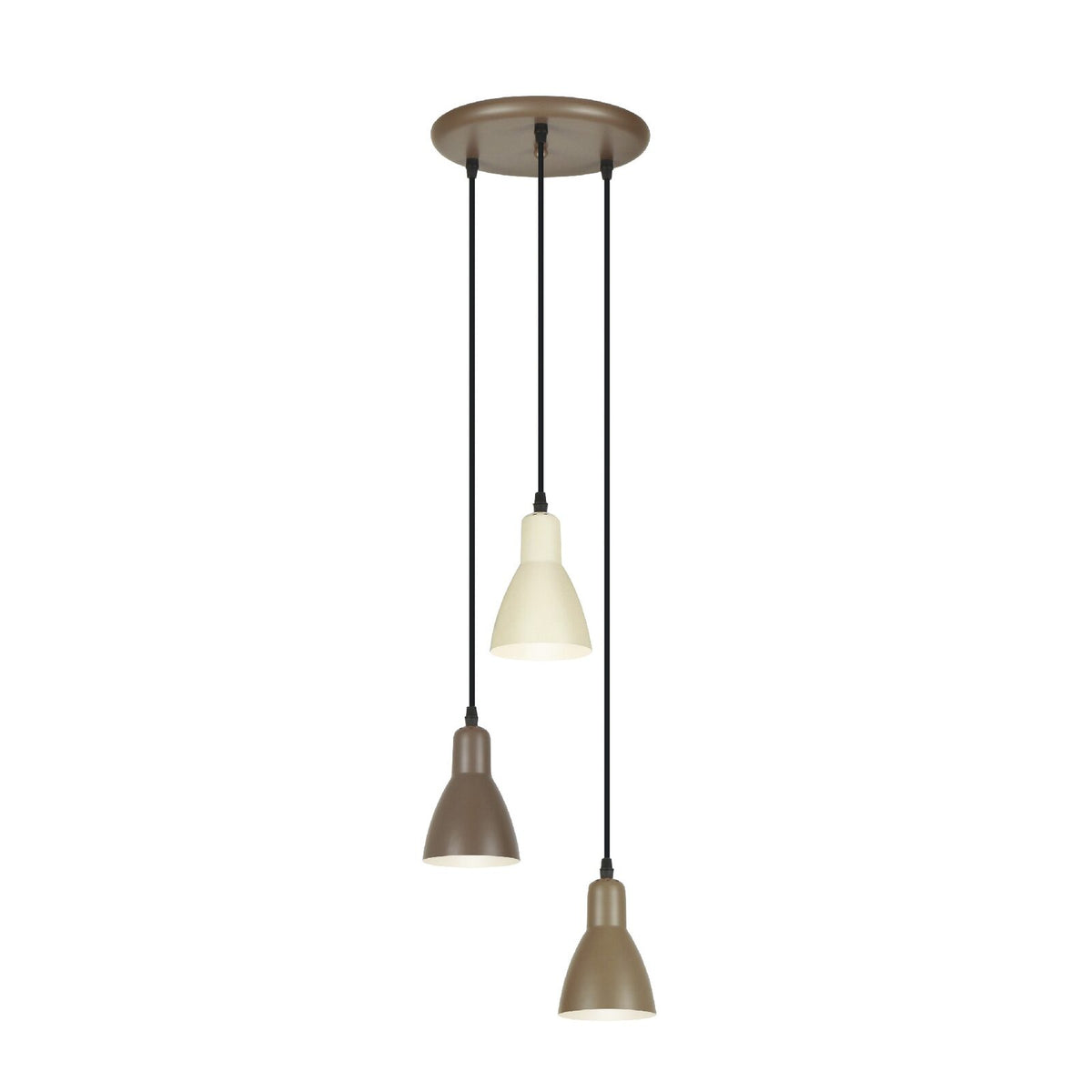 Lámpara de techo Afra 3 luces redonda marrón y crema (i3)