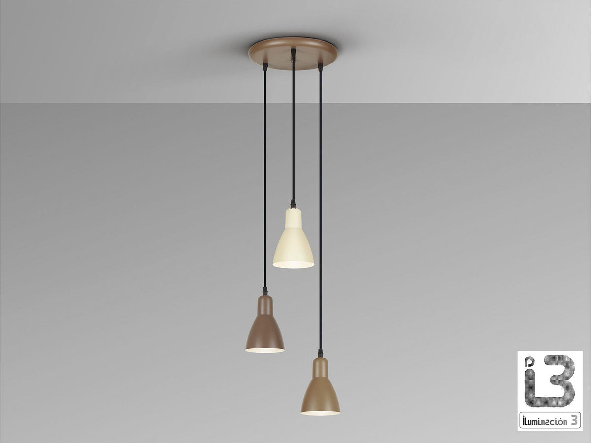 Lámpara de techo Afra 3 luces redonda marrón y crema (i3)