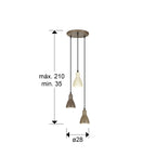 Lámpara de techo Afra 3 luces redonda marrón y crema (i3) - medidas