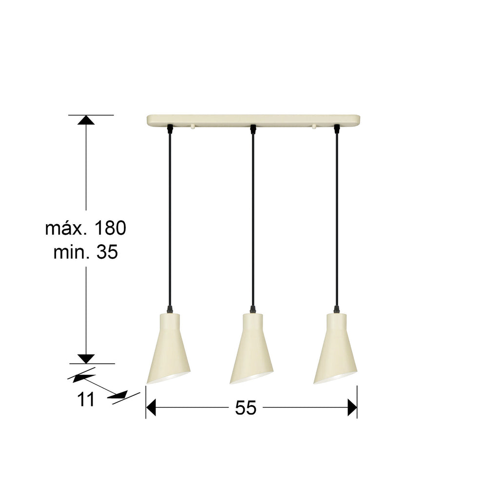 Lámpara de techo Bera 3 luces lineal crema (i3) - medidas