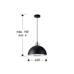 Lámpara colgante Polo Ø35 negro y cobre (i3) - medidas