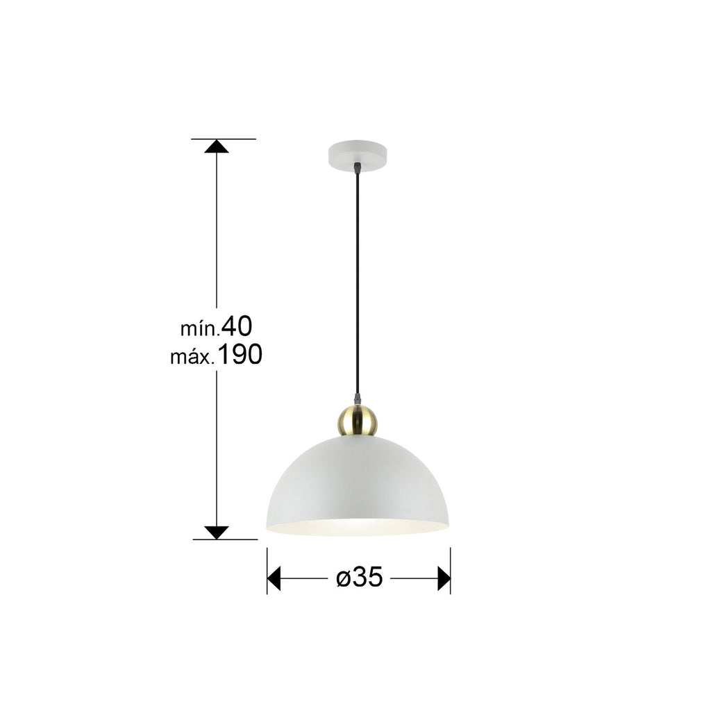 Lámpara colgante Polo Ø35 gris claro y latón (i3) - medidas