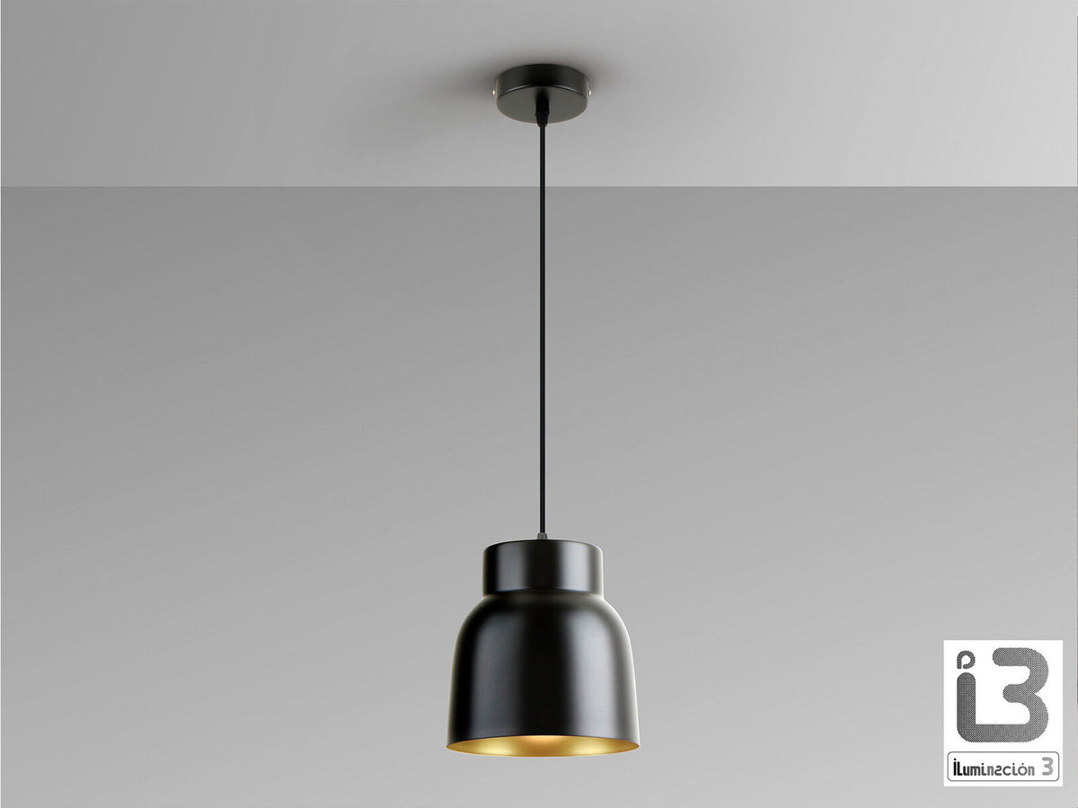 Lámpara colgante Vulcano negro y dorado (i3)