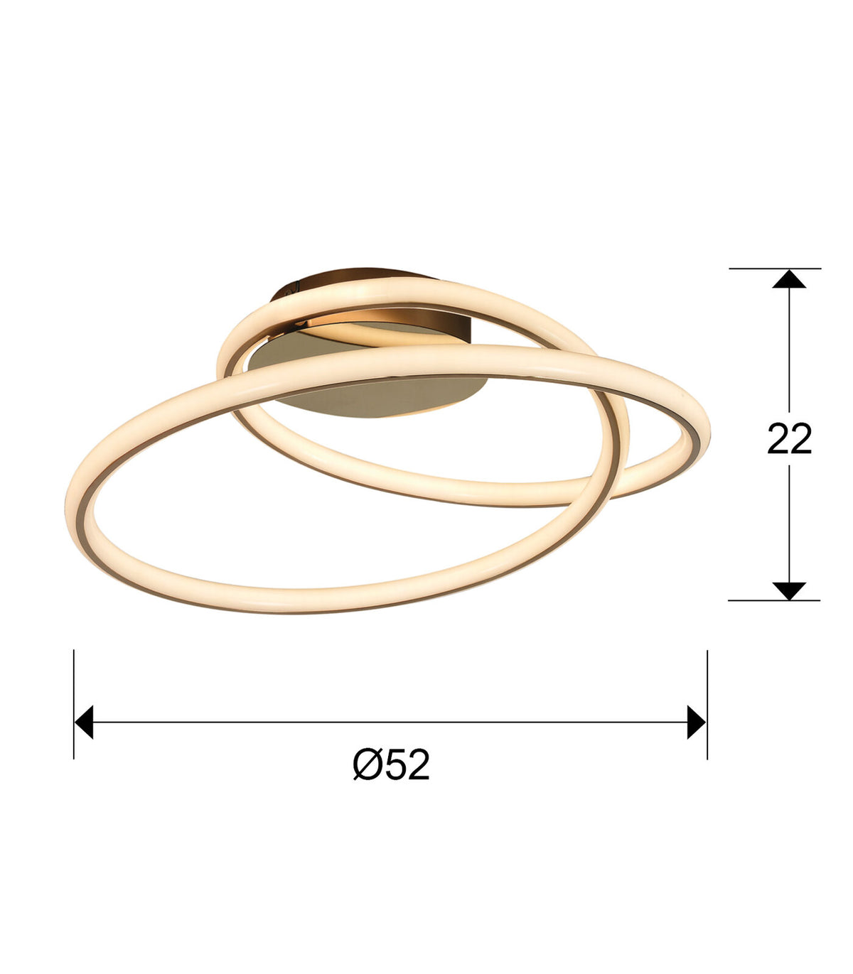 Plafón LED Tube oro Ø52 - medidas