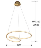 Lámpara de techo Tube LED oro Ø60 - medidas