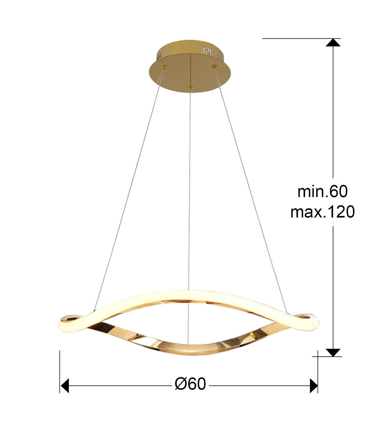 Lámpara de techo Naos 1 aro Ø60 oro rosa (i3) - medidas