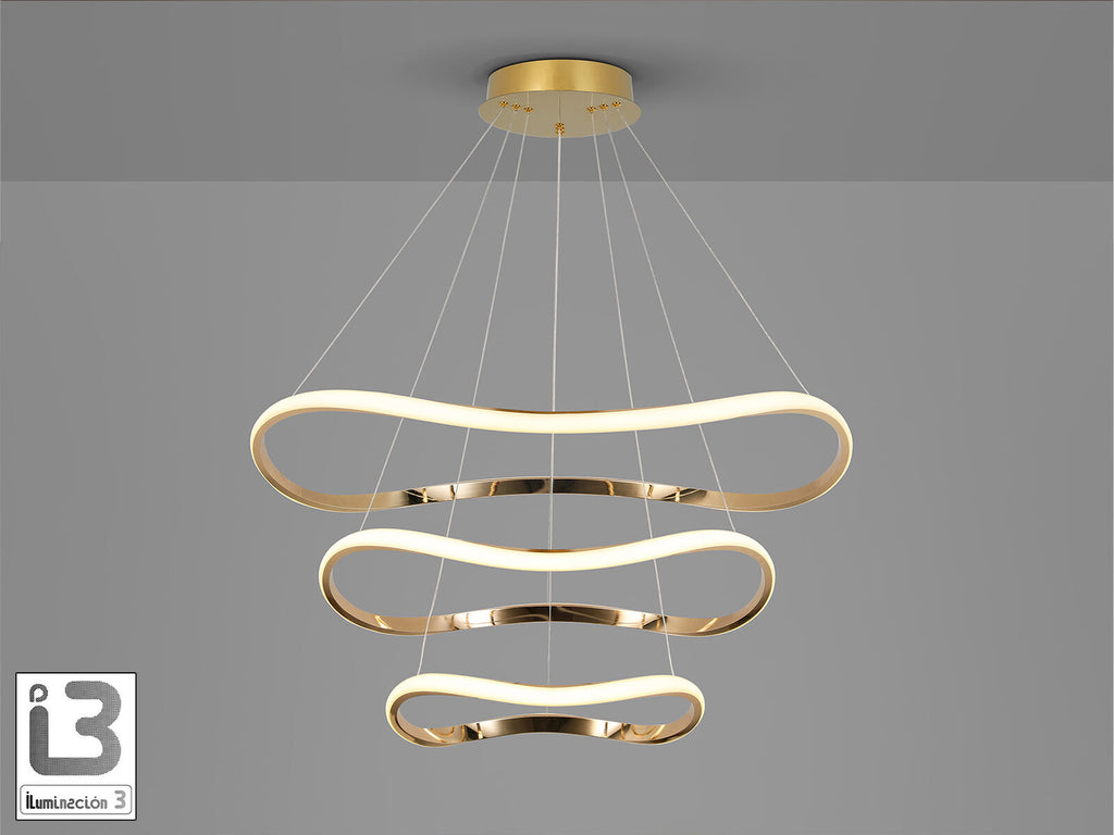 Lámpara de techo Naos 3 aros Ø80 oro rosa (i3)