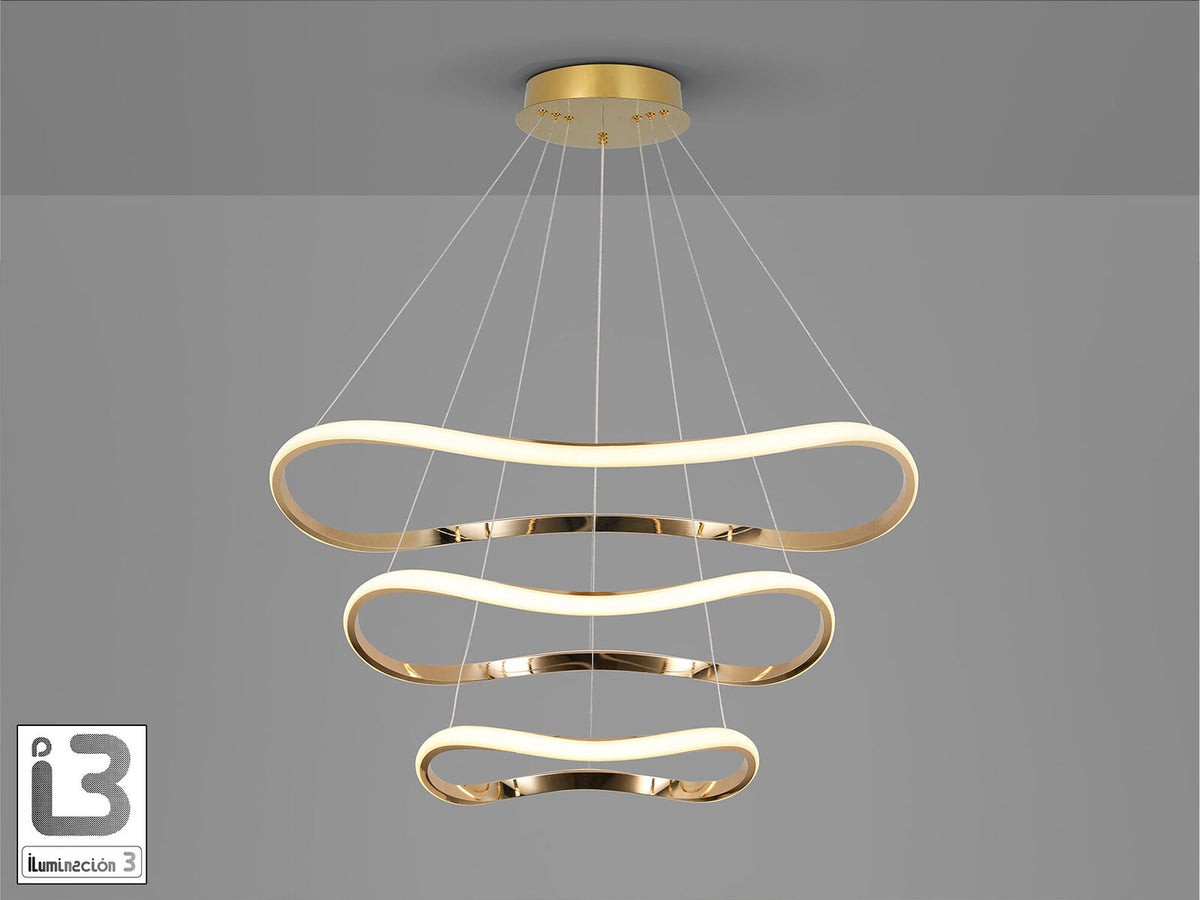 Lámpara de techo Naos 3 aros Ø80 oro rosa (i3)