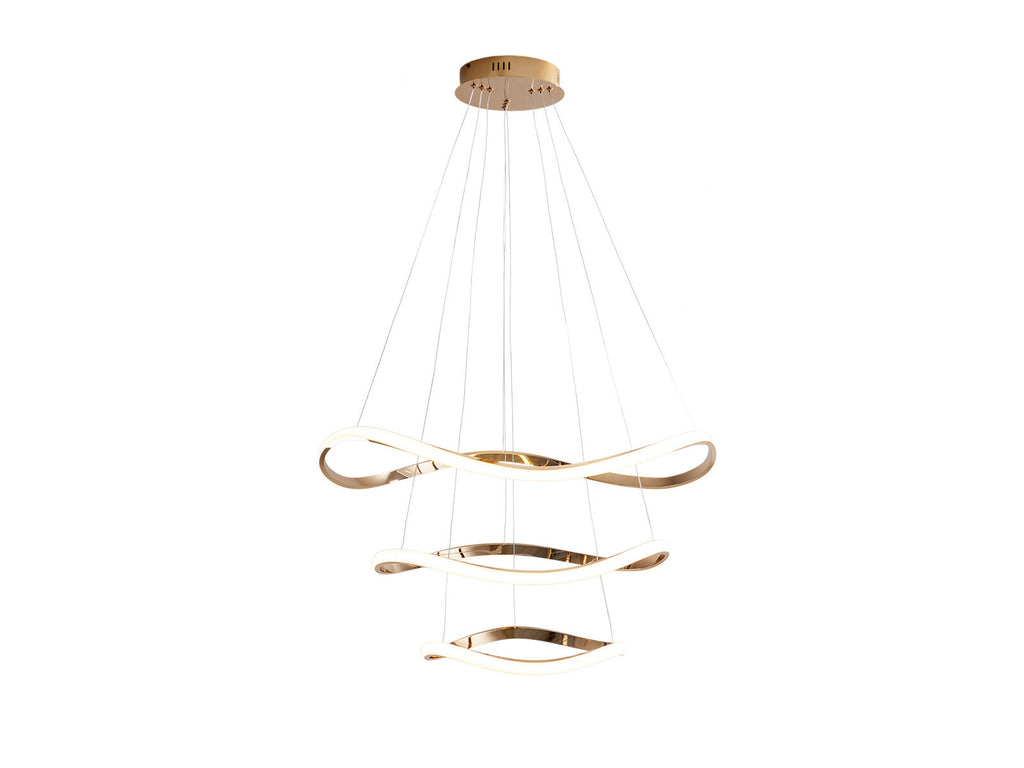 Lámpara de techo Naos 3 aros Ø80 oro rosa (i3)
