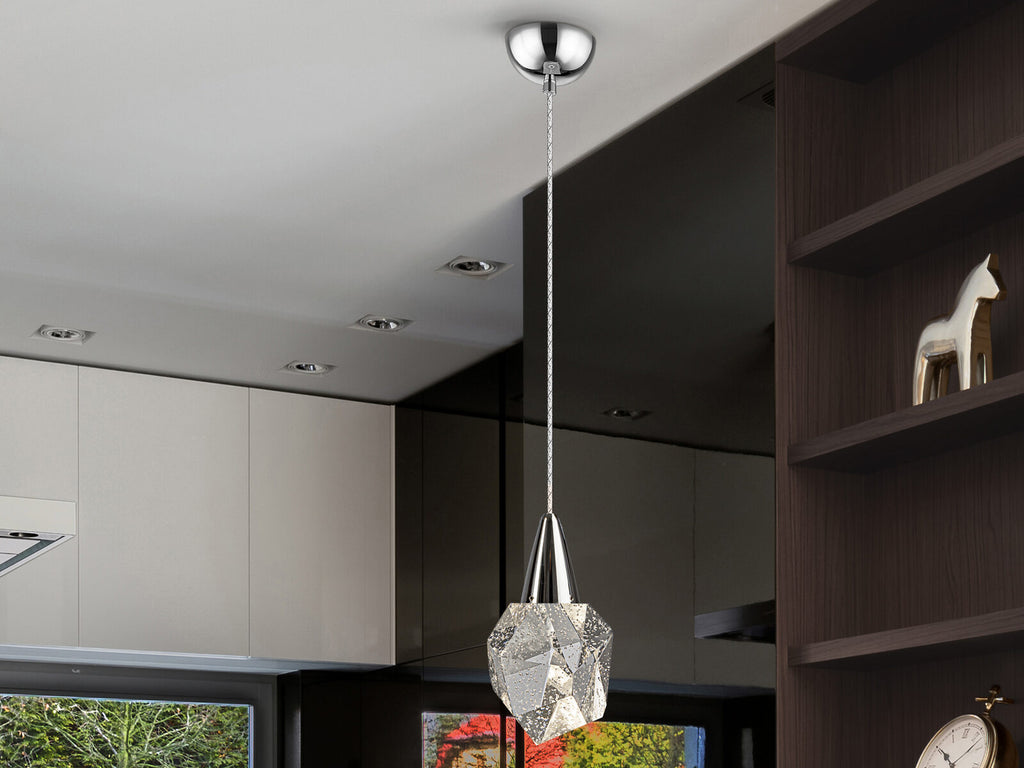 Lámpara colgante Aquaria cristal con burbujas cromo