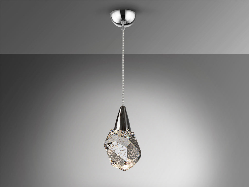Lámpara colgante Aquaria cristal con burbujas cromo