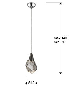 Lámpara colgante Aquaria cristal con burbujas cromo - medidas