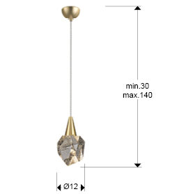 Lámpara colgante Aquaria cristal con burbujas oro mate - medidas