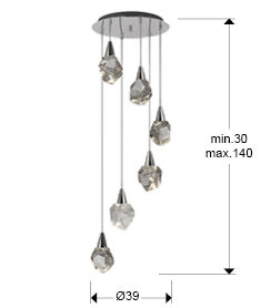 Lámpara de techo Aquaria 6 luces cromo - medidas