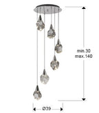 Lámpara de techo Aquaria 6 luces cromo - medidas