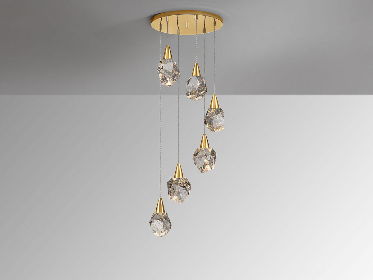 Lámpara de techo Aquaria 6 luces oro mate