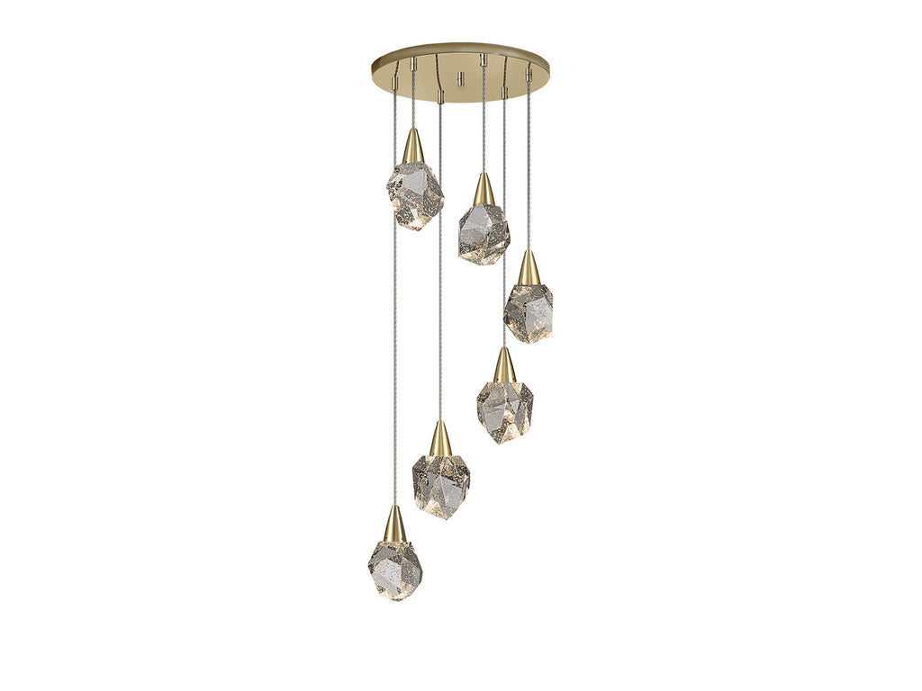 Lámpara de techo Aquaria 6 luces oro mate