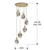 Lámpara de techo Aquaria 6 luces oro mate - medidas