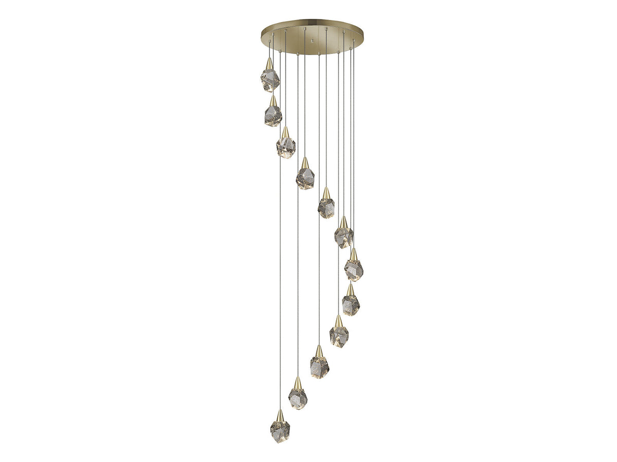 Lámpara de techo Aquaria 12 luces oro mate