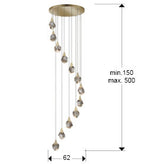 Lámpara de techo Aquaria 12 luces oro mate - medidas