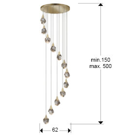 Lámpara de techo Aquaria 12 luces oro mate - medidas