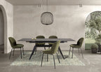 Mesa de comedor extensible Altea 160/220 cm - Cerámica Negra / Pie Negro