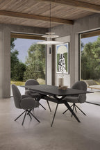 Mesa de comedor extensible Altea 160/220 cm - Cerámica Negra / Pie Negro