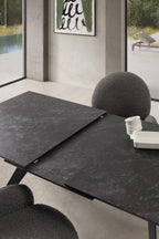 Mesa de comedor extensible Altea 160/220 cm - Cerámica Negra / Pie Negro