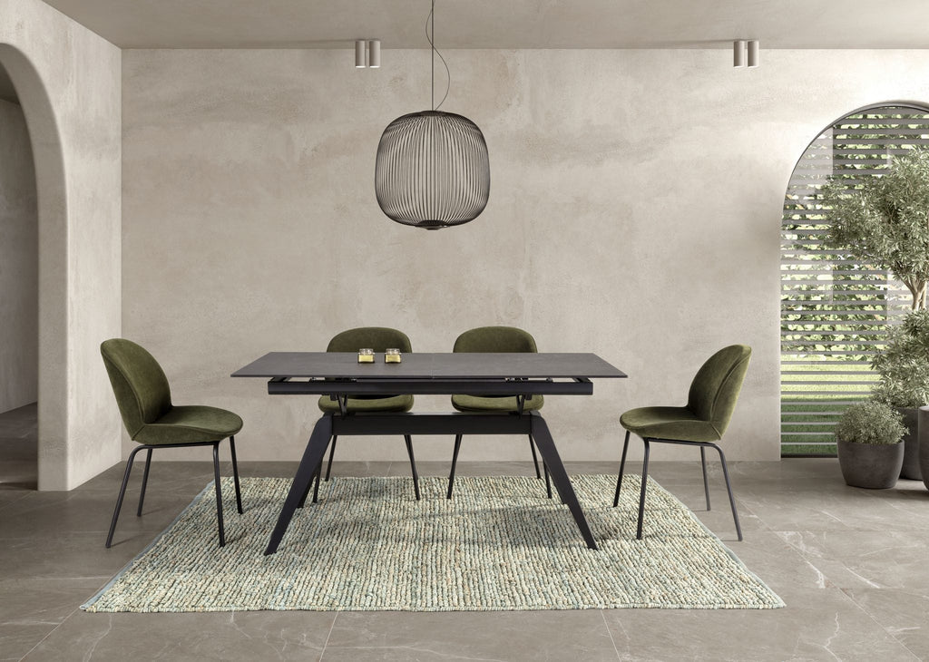 Mesa de comedor extensible Altea 160/220 cm - Cerámica Negra / Pie Negro