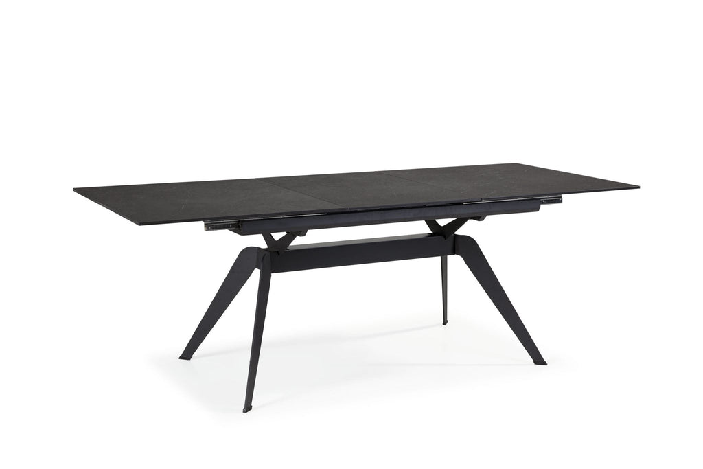 Mesa de comedor extensible Altea 160/220 cm - Cerámica Negra / Pie Negro
