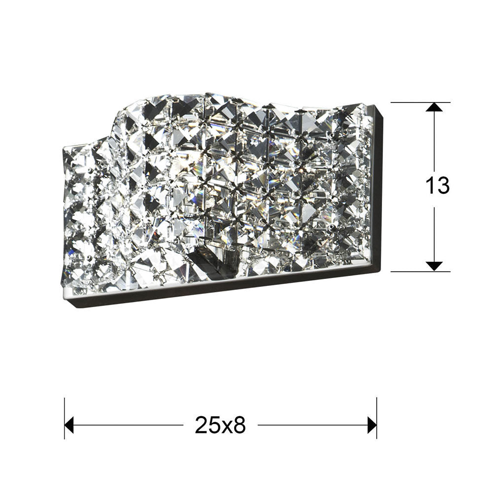 Aplique Onda 1 luz cromo - medidas