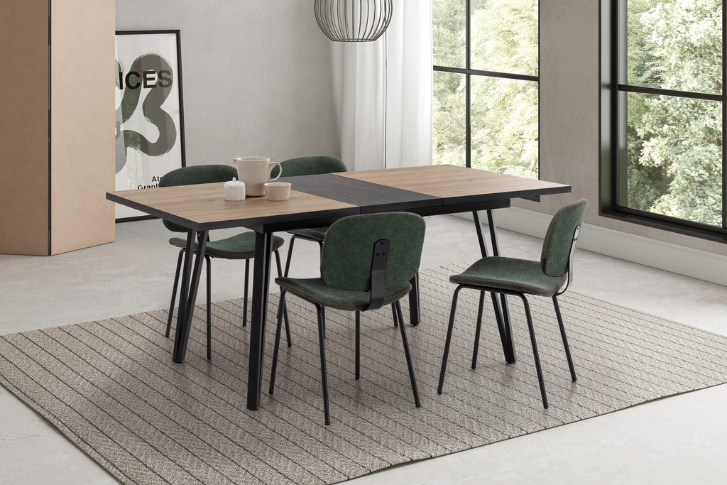 Mesa de comedor extensible Ezcaray 140/180 cm - Natural / Canto Bocamina