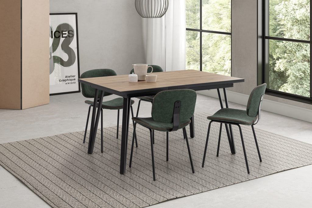 Mesa de comedor extensible Ezcaray 140/180 cm - Natural / Canto Bocamina