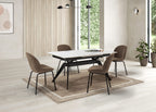 Mesa de comedor extensible Altea 160/220 cm - Cerámica Blanca / Pie Negro